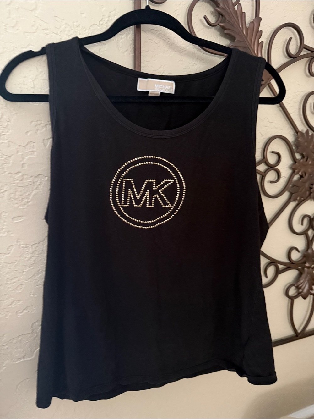 Michael Kors Black Tank with Gold MK Stud Logo large